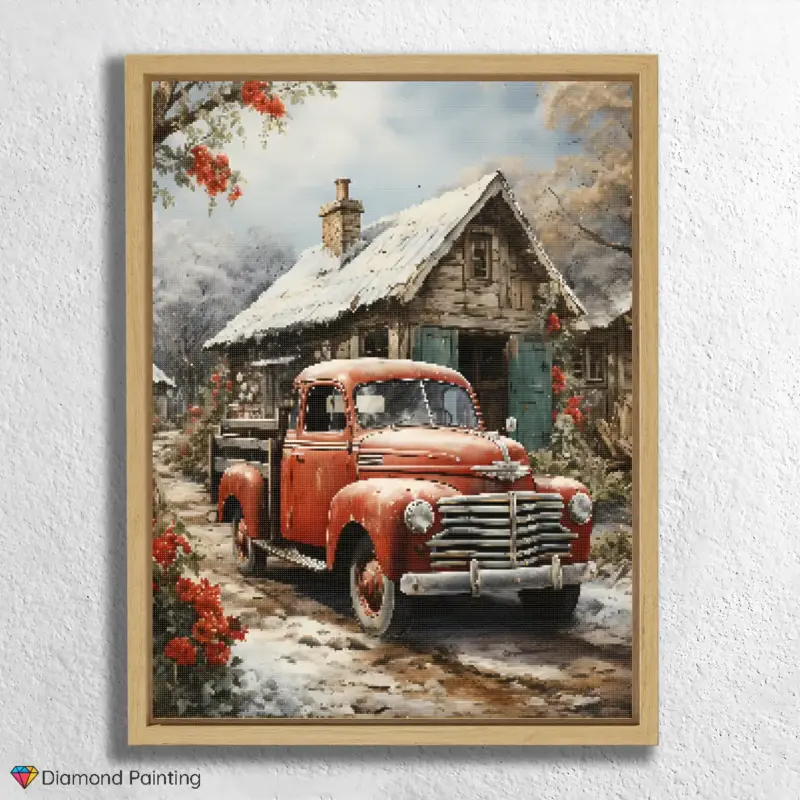 Winter House and Vintage Car