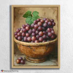 Deep Purple Grapes in a Bowl