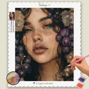 Beautiful Girl and Deep Purple Grapes
