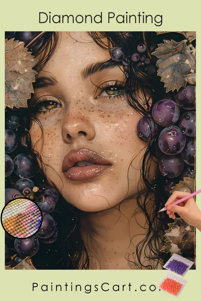 Beautiful Girl and Deep Purple Grapes