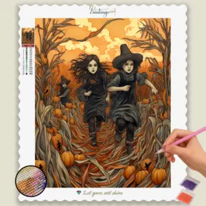 Witches running in Field
