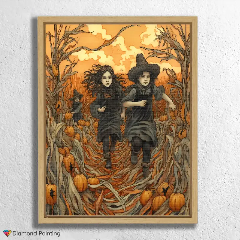 Witches running in Field