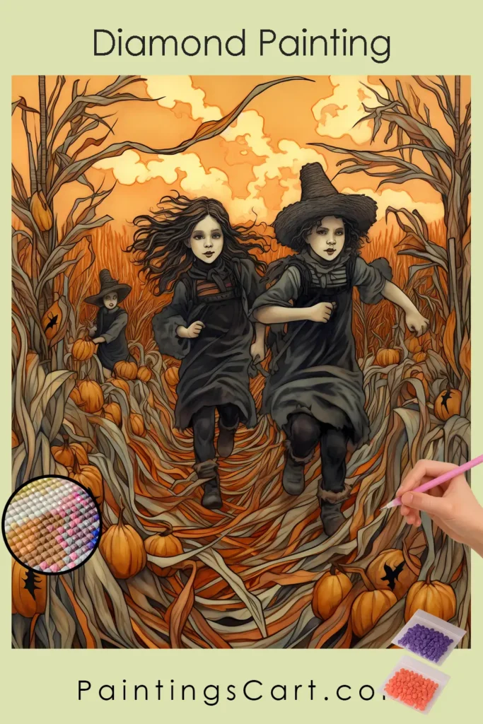 Witches running in Field