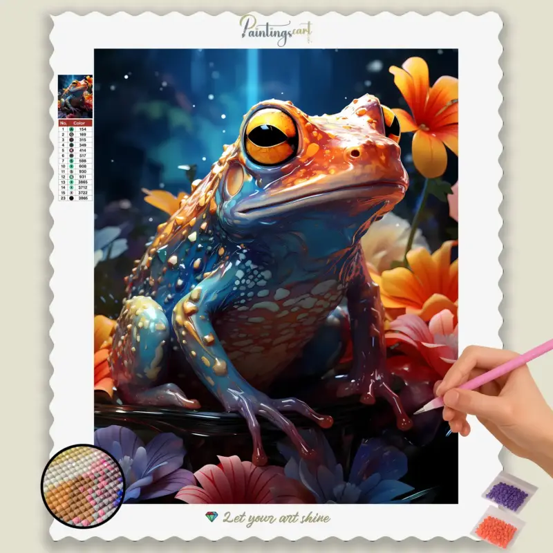 Colorful Frog Show thinking Here's the SEO-optimized content for "Colorful Frog": Produktname Bunter Frosch English Translation: Colorful Frog Produktbeschreibung Tauchen Sie ein in die lebendige Welt der Natur mit unserem fröhlichen Diamond Painting "Bunter Frosch"! Dieses bezaubernde Motiv fängt die schillernde Schönheit eines