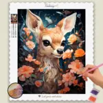 Kawaii_Animal_172022_base-diamond-painting-paintingscart Baby Deer and Flowers