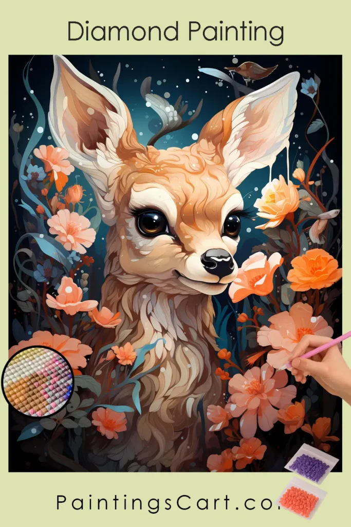 Baby Deer and Flowers