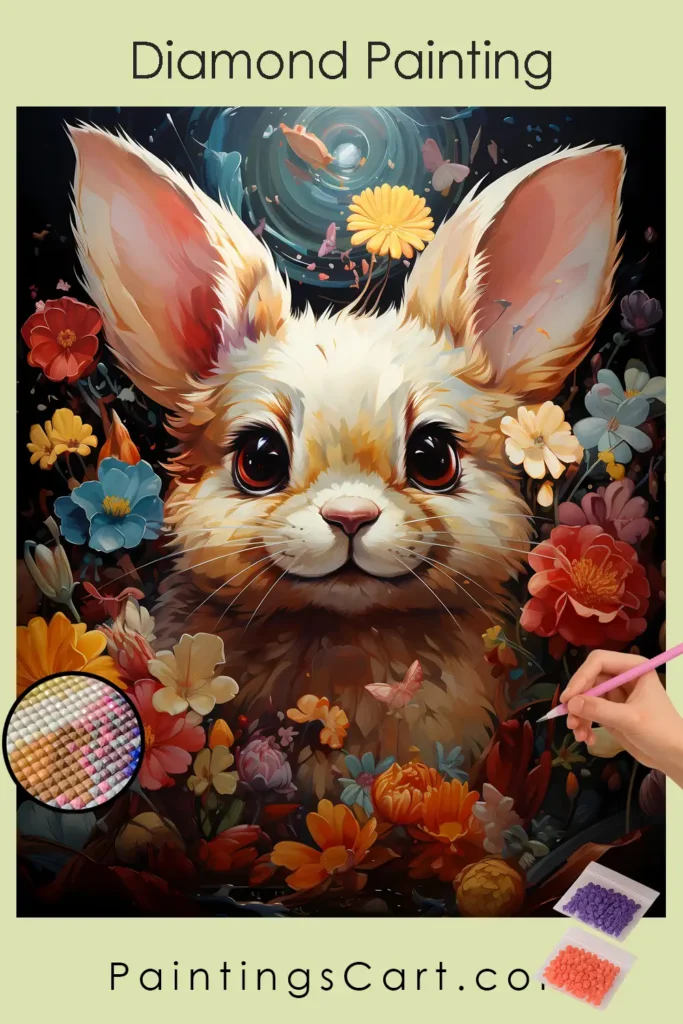 Cute Bunny in Flowers