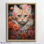 Kawaii_Animal_292034_float-diamond-painting-paintingscart Flowers and Cat
