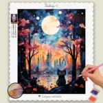 Black Cat and Cityscape