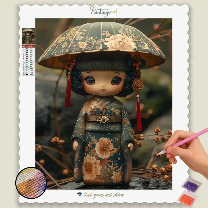 Cute Girl with Umbrella Kawaii