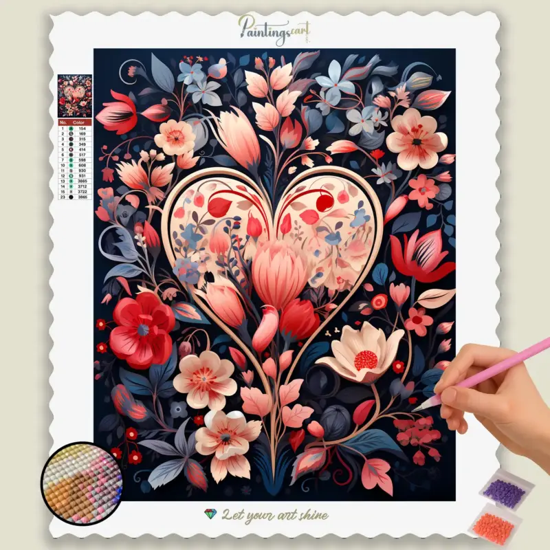 Kawaii_Valentines_Day_272745_base-diamond-painting-paintingscart Heart and Flowers Kawaii