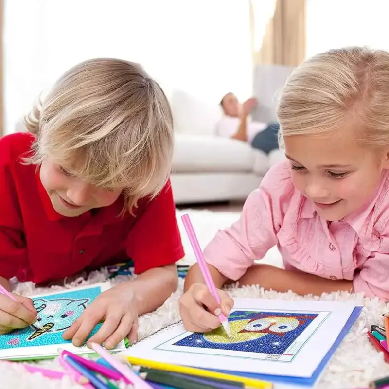 Kids doing Diamond Painting