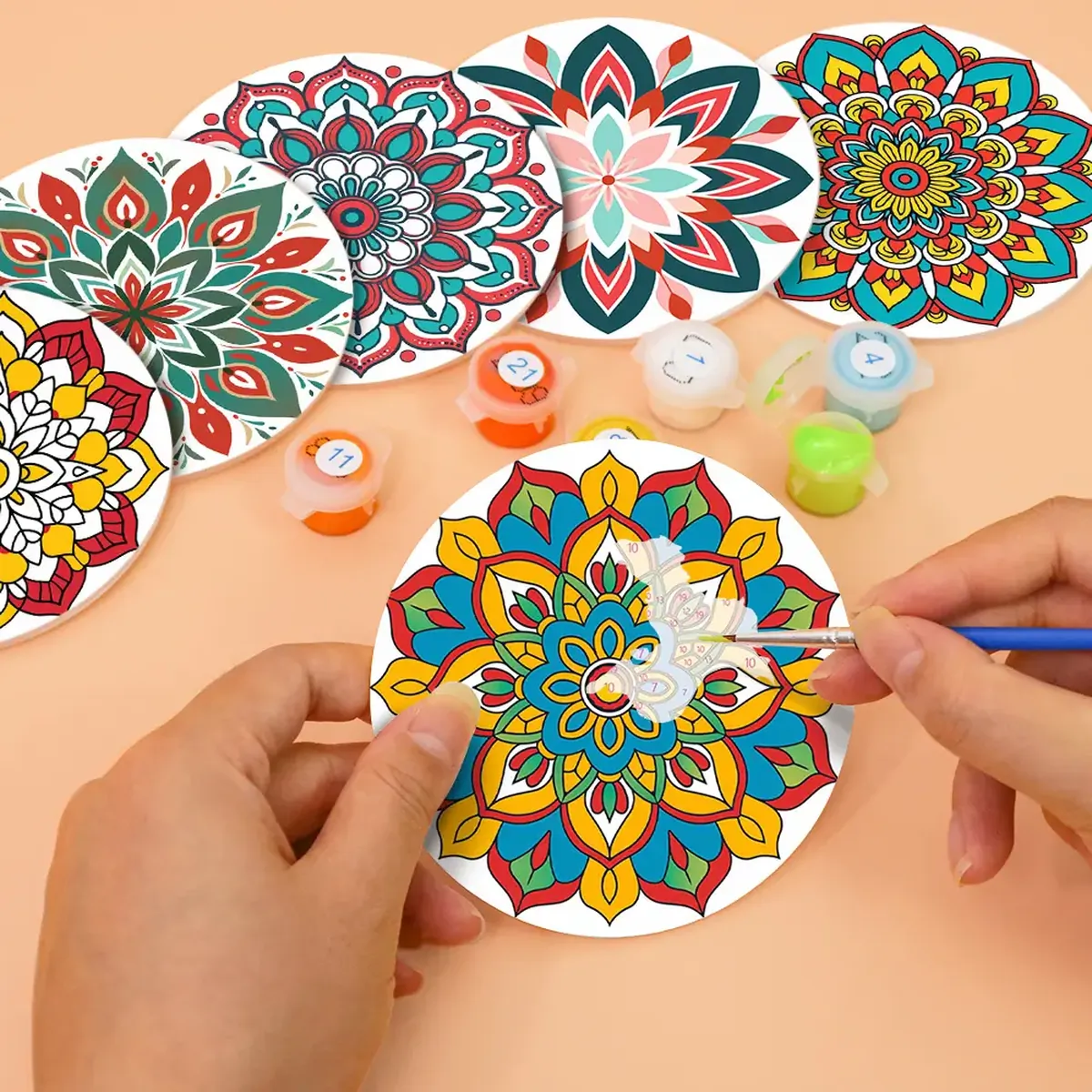 Mandala Art DIY Coasters - Paint by Numbers