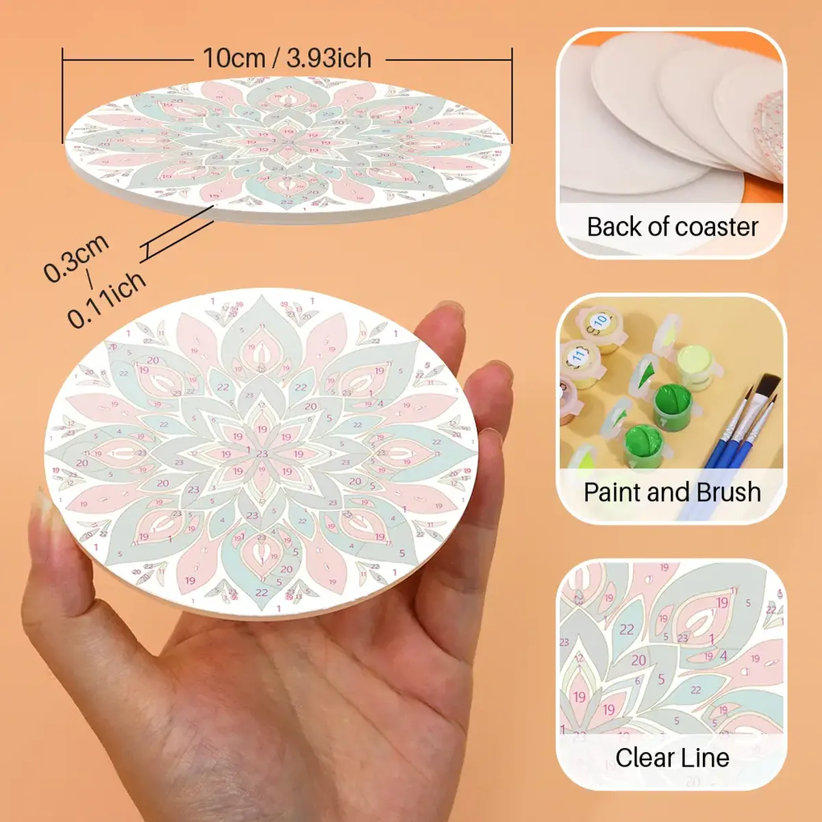 Mandala Art DIY Coasters - Paint by Numbers