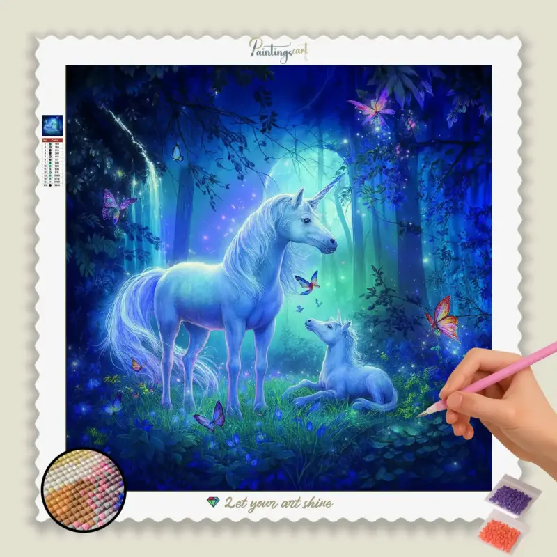 Einhorn mit Baby im Dschungel