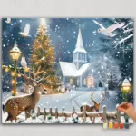 Paint-By-Numbers-DIamond-Painting-HORPN-48 Reindeer and Christmas House