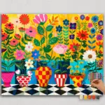 Paint-By-Numbers-DIamond-Painting-HORPN-49 Colorful Flowers and Pots