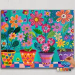 Paint-By-Numbers-DIamond-Painting-HORPN-51 Colorful Flowers in Pots