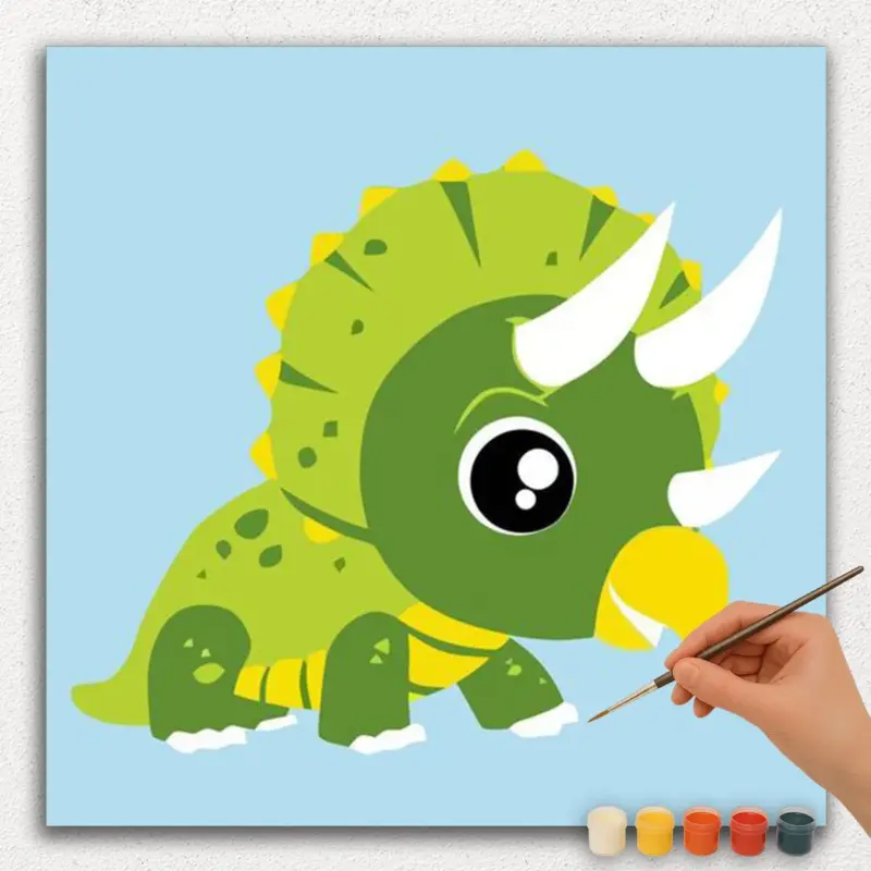 Paint-By-Numbers-DIamond-Painting-Square-jp-21 Cute Triceratops