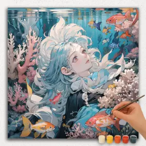 Girl and Beautiful Fishes