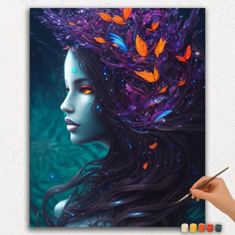 Paint-By-Numbers-DIamond-Painting-Ver-JPE-11 The Majestic Girl and Butterflies