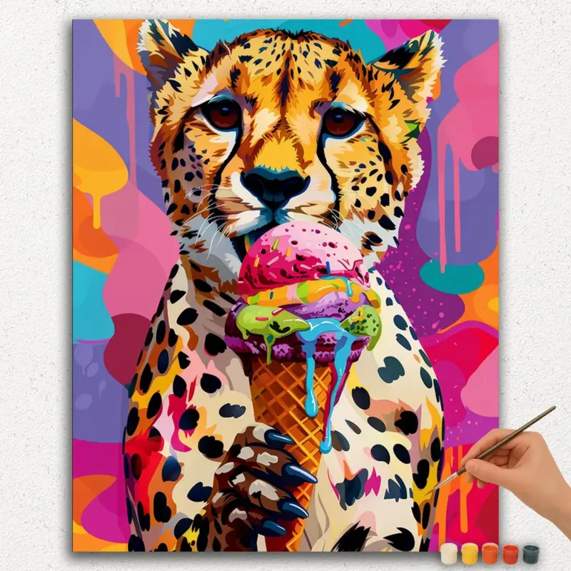 Leopard And Ice-cream - Paint By Numbers