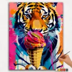 The Tiger and Ice-Cream Pop Art Paint By Numbers
