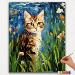 Cat and Flowers - Paint By Numbers