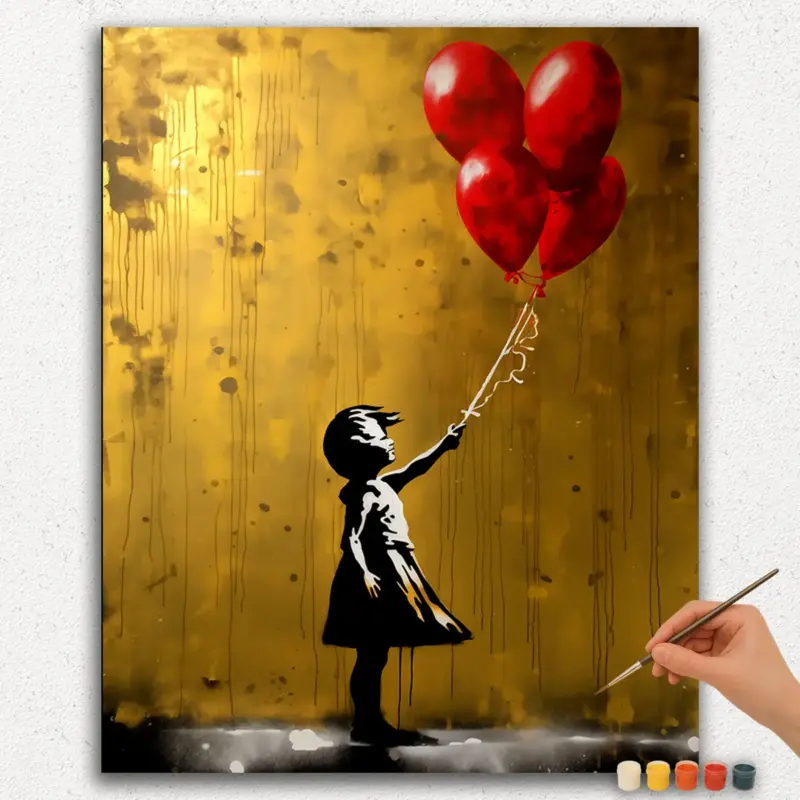 Girl With Balloons - Paint by Numbers