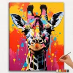 Paint-By-Numbers-DIamond-Painting-Ver-JPE-74 Colorful Giraffe - Paint By Numbers