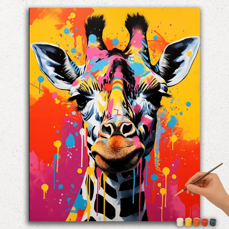Paint-By-Numbers-DIamond-Painting-Ver-JPE-74 Colorful Giraffe - Paint By Numbers