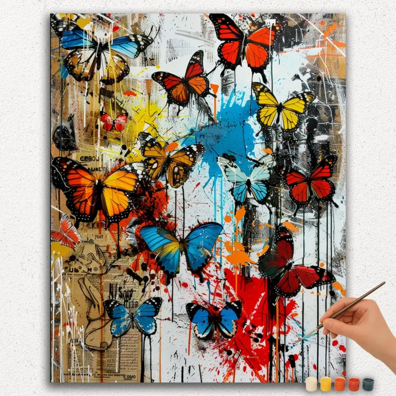 Paint-By-Numbers-DIamond-Painting-Ver-JPE-75 Colorful Butterflies - Paint By Numbers