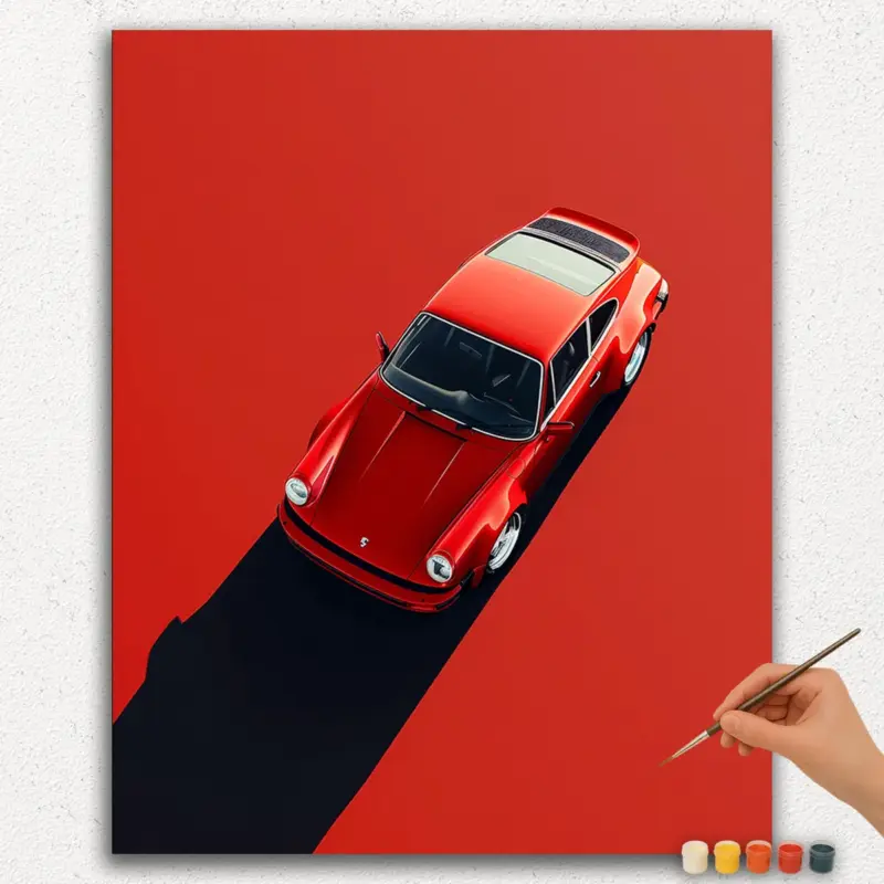 Paint-By-Numbers-DIamond-Painting-Ver-JPE-90 The Red Luxury Car - Paint by Numbers