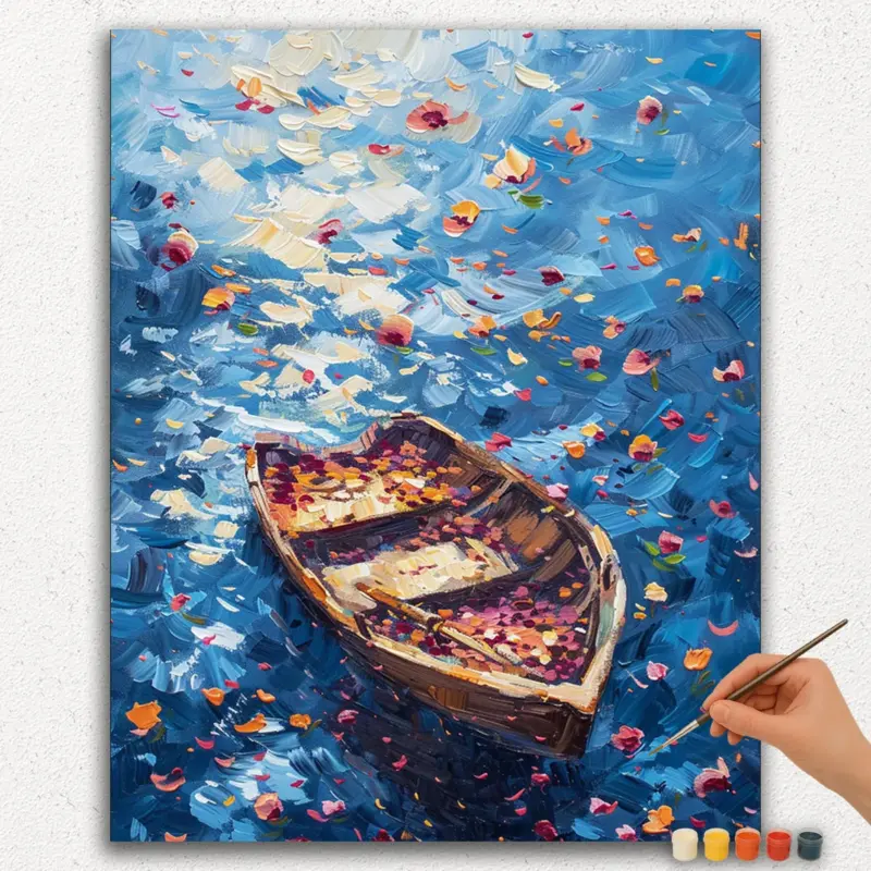 Paint-By-Numbers-DIamond-Painting-Ver-PNV-110 Beautiful Boat in Sea