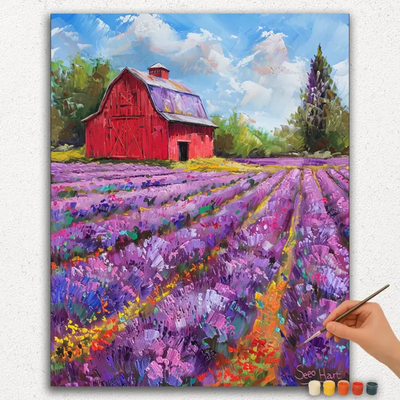 Paint-By-Numbers-DIamond-Painting-Ver-PNV-154 House in Colorful Fields