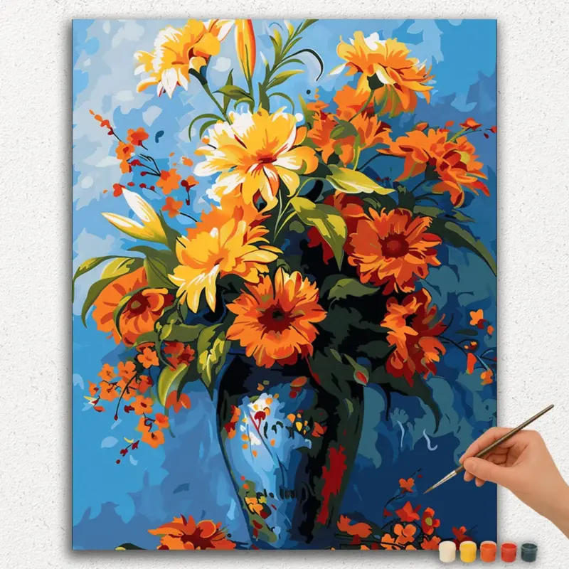 Paint-By-Numbers-DIamond-Painting-Ver-PNV-194 Colorful Flowers in a Vase