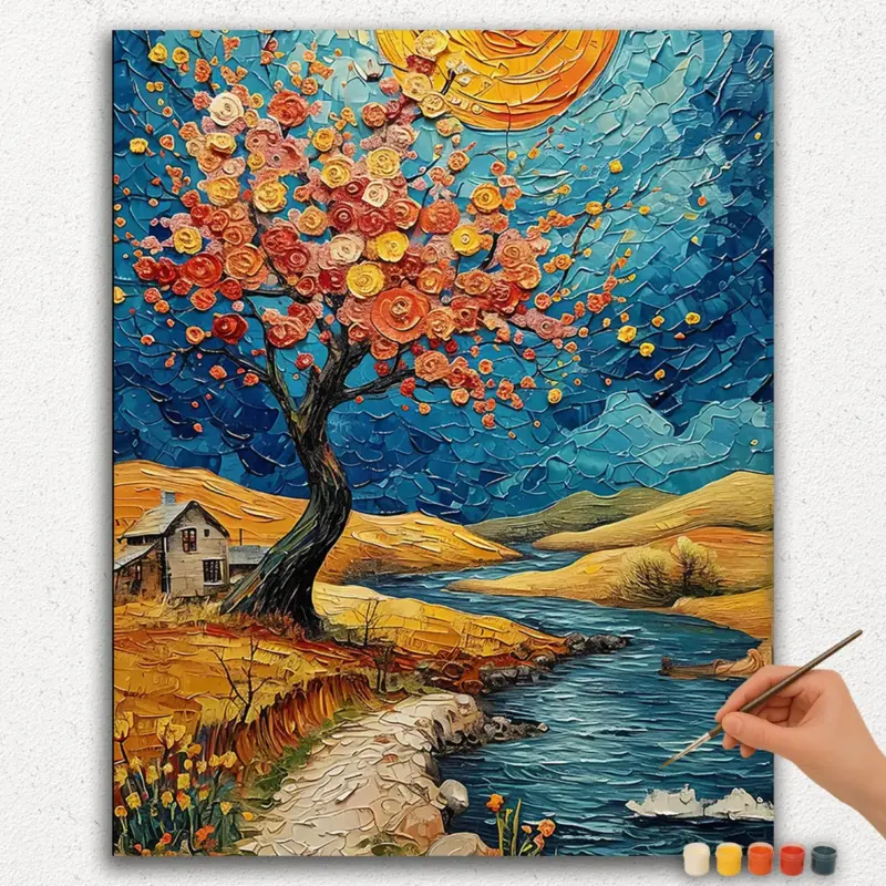 Paint-By-Numbers-DIamond-Painting-Ver-PNV-230 Moonlight and Beautiful River