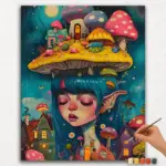 Paint-By-Numbers-DIamond-Painting-Ver-PNV-267 Mushroom House and Girl