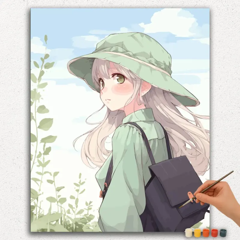 Paint-By-Numbers-DIamond-Painting-Ver-PNV-42 Girl with Bag