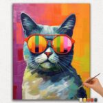 Paint-By-Numbers-DIamond-Painting-Ver-PNV-59 Cat With Sun Glasses