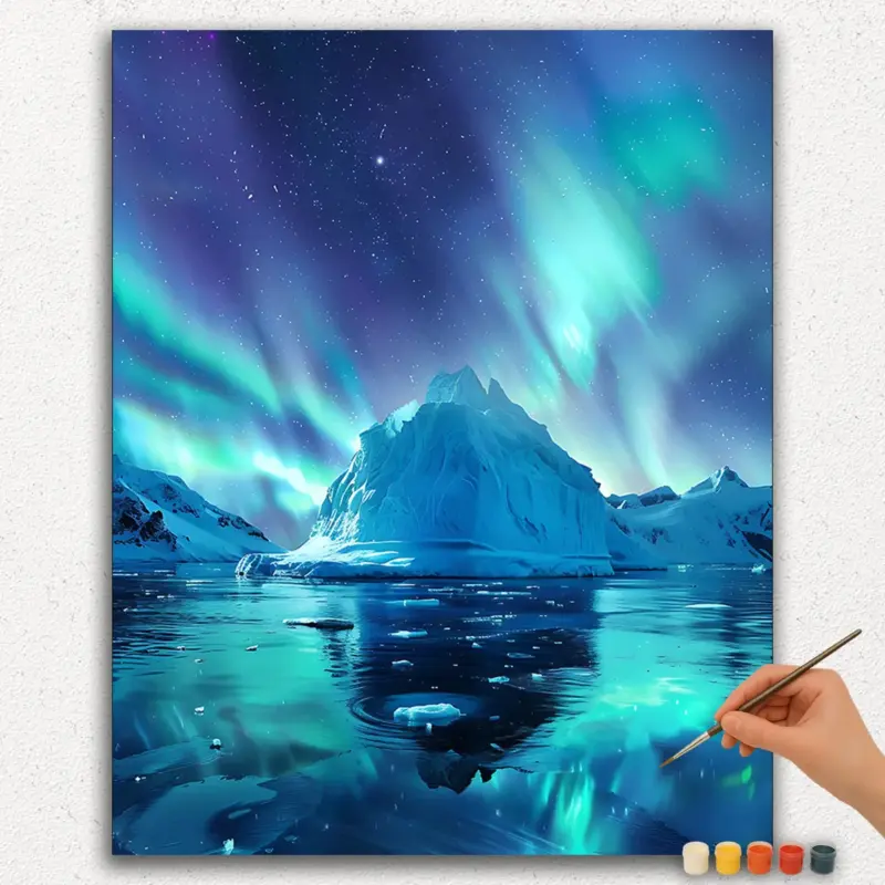 Paint-By-Numbers-DIamond-Painting-Ver-PNV-607 Beautiful Aurora Borealis