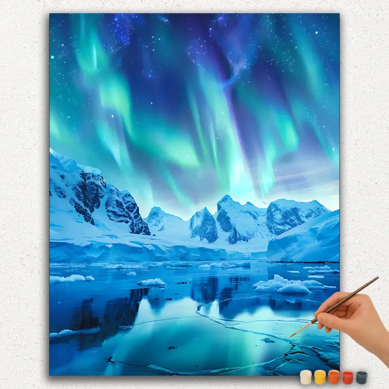 Paint-By-Numbers-DIamond-Painting-Ver-PNV-611 Amazing Aurora Borealis