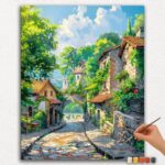 Paint-By-Numbers-DIamond-Painting-Ver-PNV-66 Houses and Beautiful Road