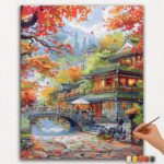 Paint-By-Numbers-DIamond-Painting-Ver-PNV-74 Colorful House in Autumn