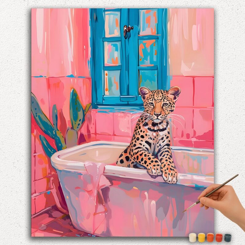 Paint-By-Numbers-DIamond-Painting-Ver-jpgg-150 Baby Leopard in Bathtub