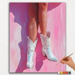 White boots and Pink Background