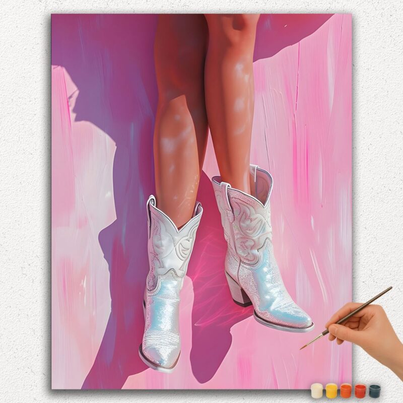 White boots and Pink Background