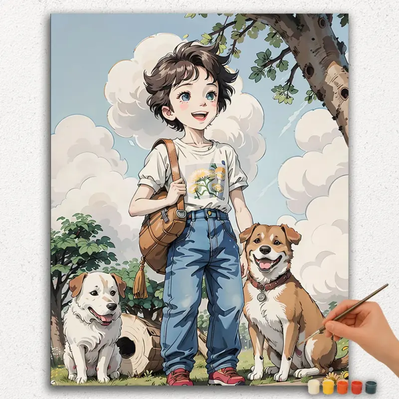Paint-By-Numbers-DIamond-Painting-Ver-jpgg-57 The Boy and Dogs Anime