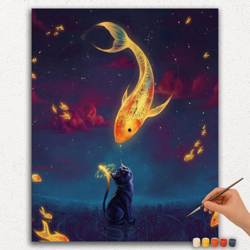 Paint-By-Numbers-DIamond-Painting-Ver-jpgg-72 Golden Fish and Cat