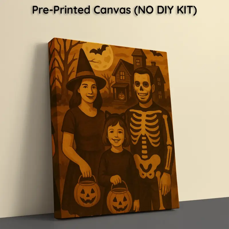 Pre printed Canvas Spooky Family portrati